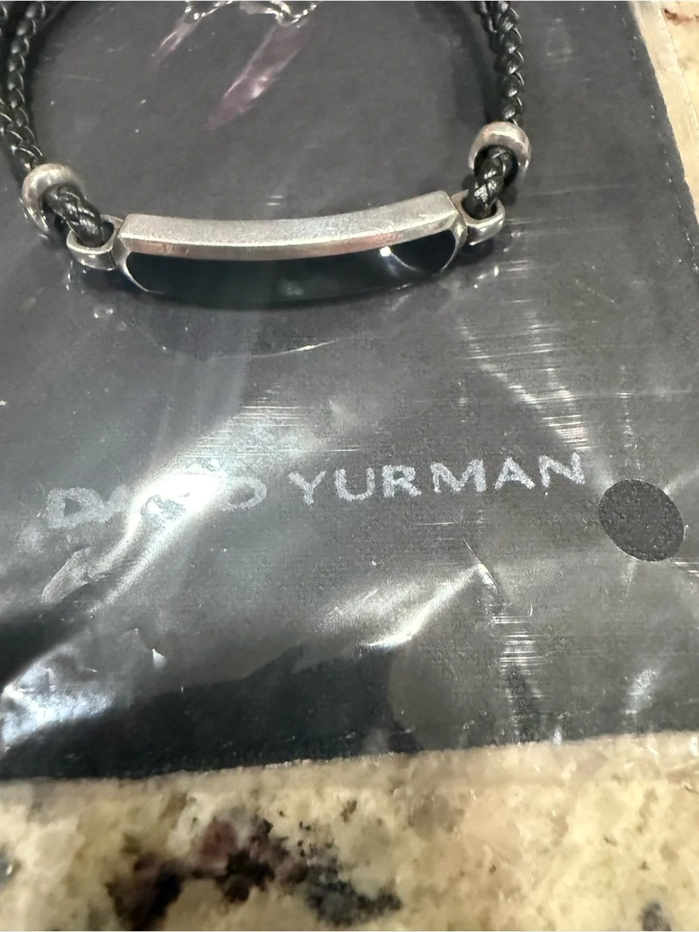 David Yurman Men's Exotic Stone Leather Bracelet Onyx